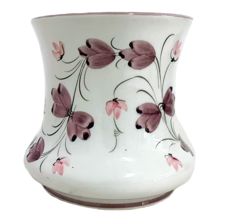 1930s Viúva de Lamego Floral Pot/Vase