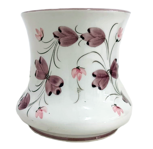 1930s Viúva de Lamego Floral Pot/Vase