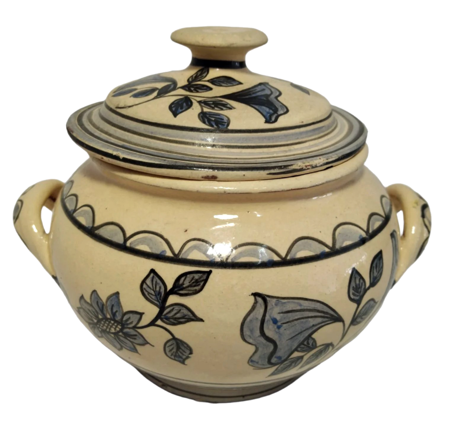 1950s–60s Corval Clay Pot with Floral Motif