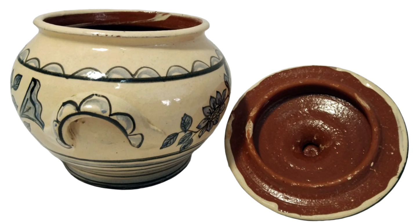 1950s–60s Corval Clay Pot with Floral Motif