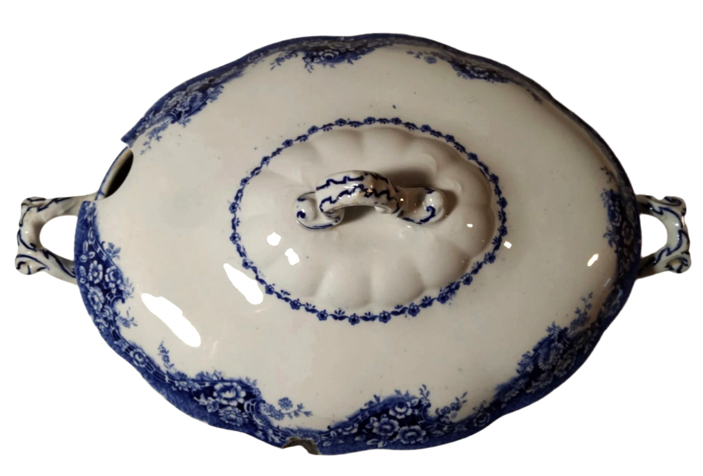 19th-Century English Blue and White Tureen