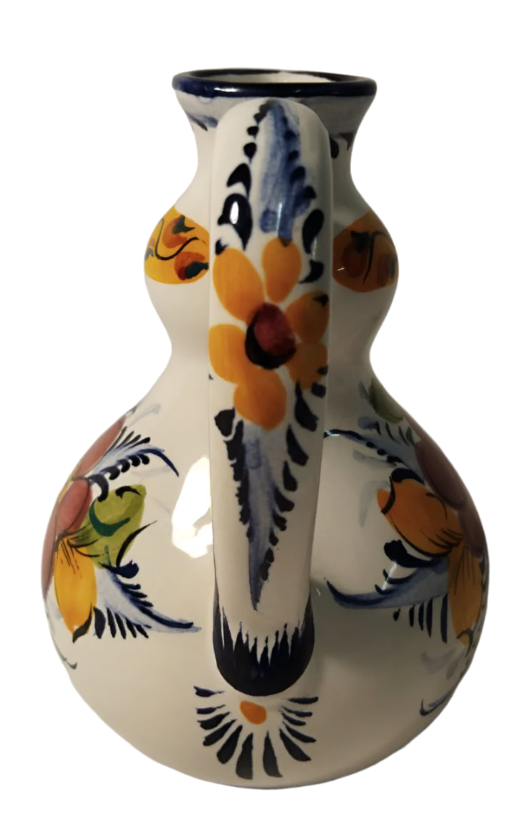 19th-Century Hand-Painted Alcobaça Floral Pitcher