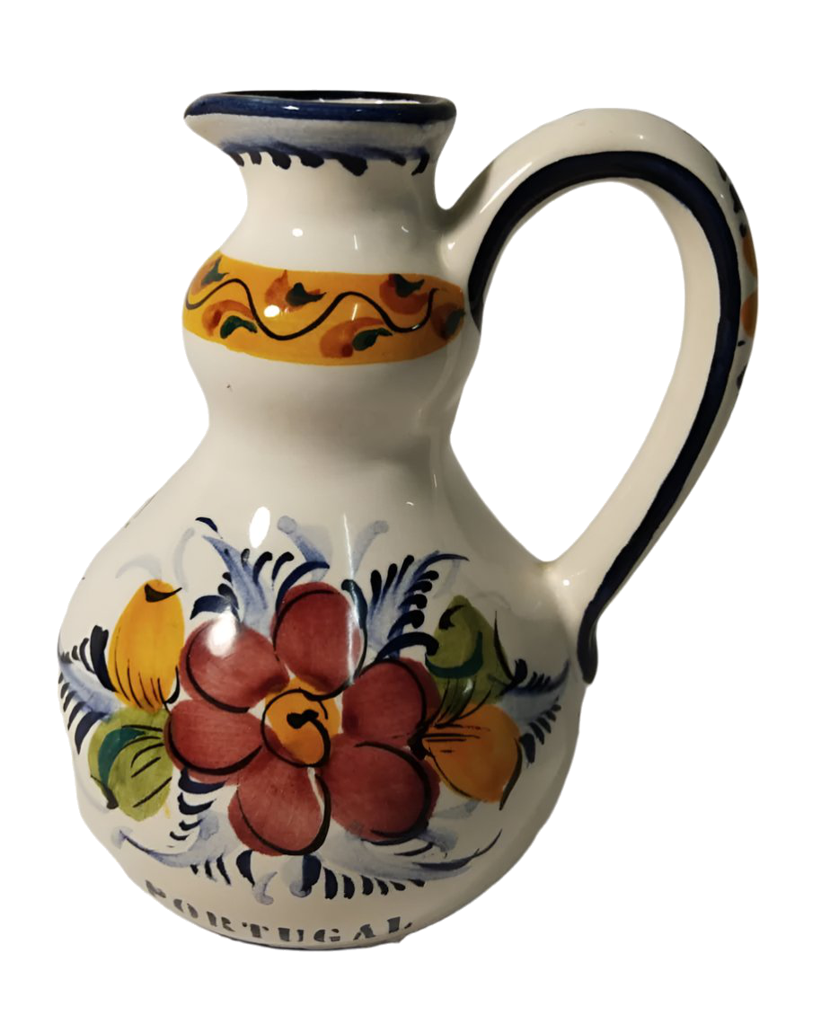 19th-Century Hand-Painted Alcobaça Floral Pitcher