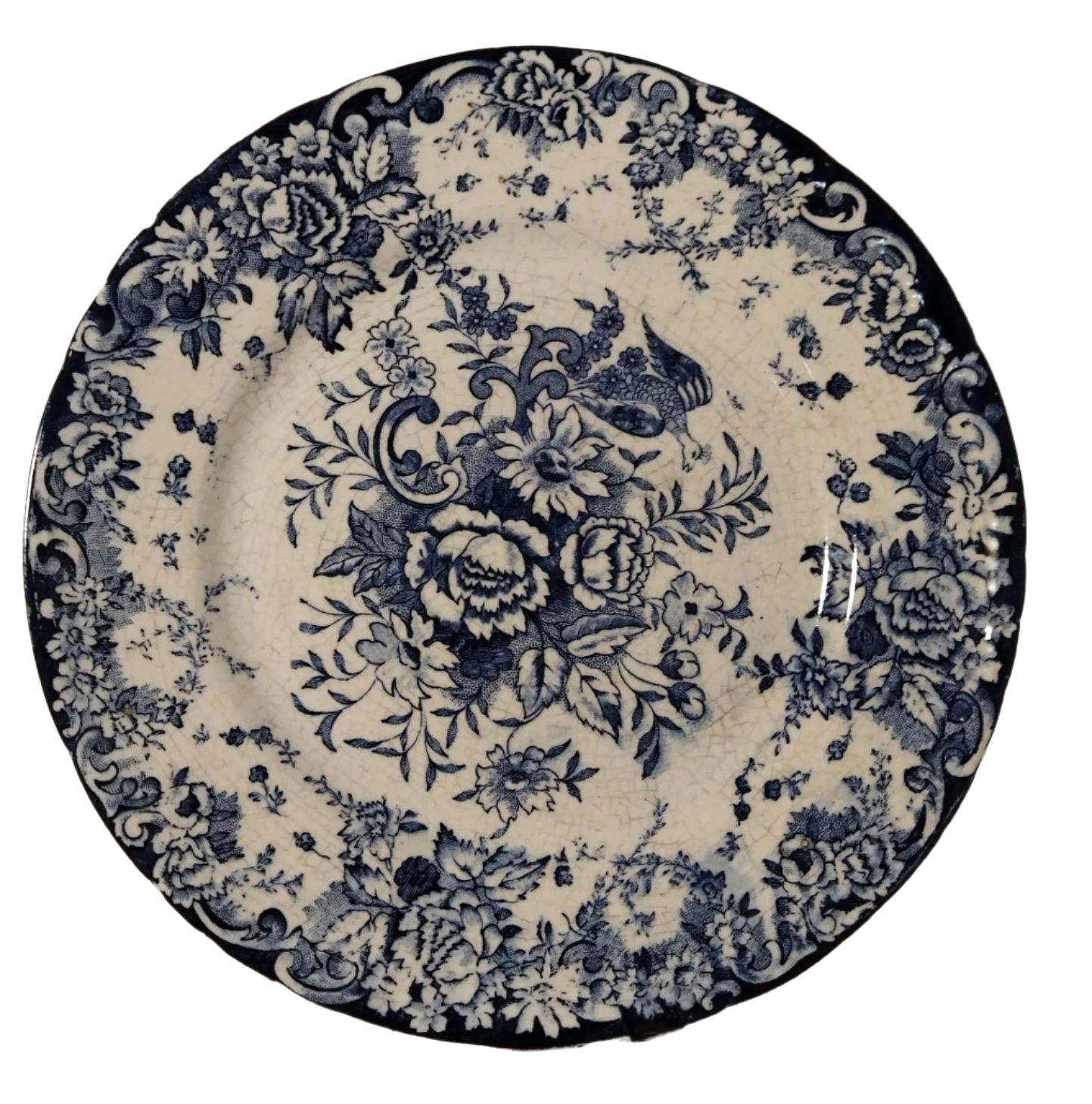 19th-Century Sacavém Pheasant Plate with Floral Design