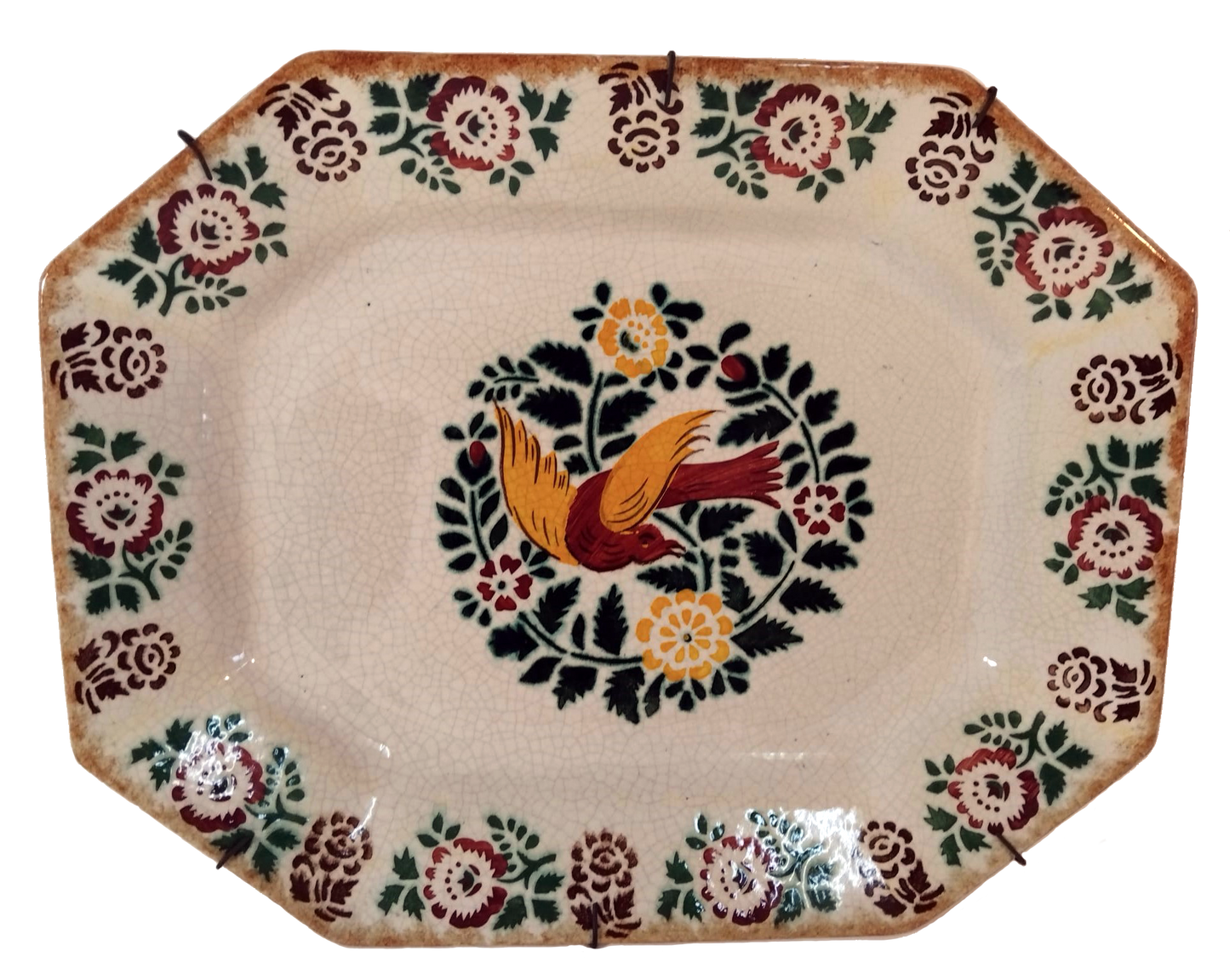 19th-Century Coimbra Plate with Bird Motif