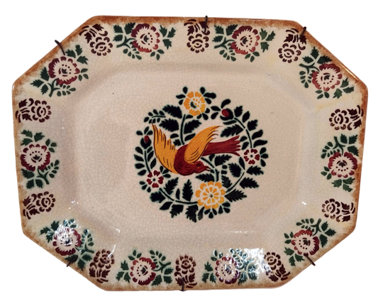 Assiette à motif d'oiseaux et de fleurs