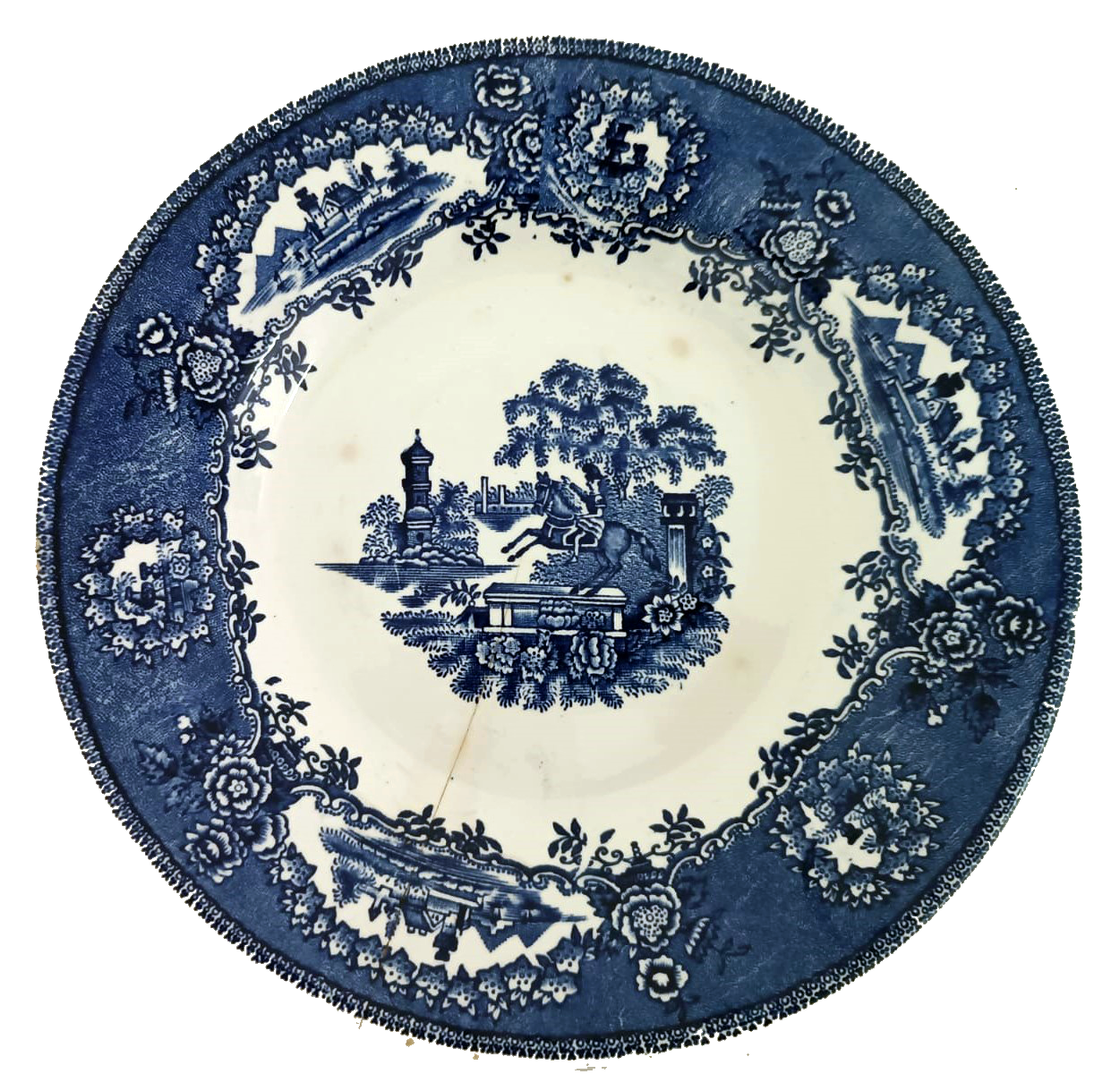 19th-century blue and white porcelain plate