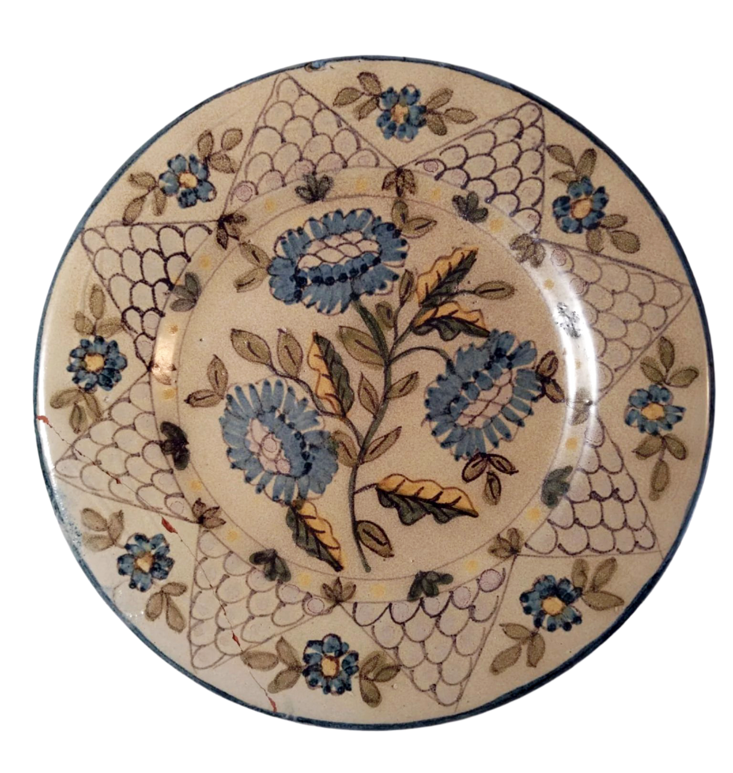 Early 20th-Century Algarve Floral Plate – Olaria de Almancil