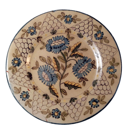 Early 20th-Century Algarve Floral Plate – Olaria de Almancil