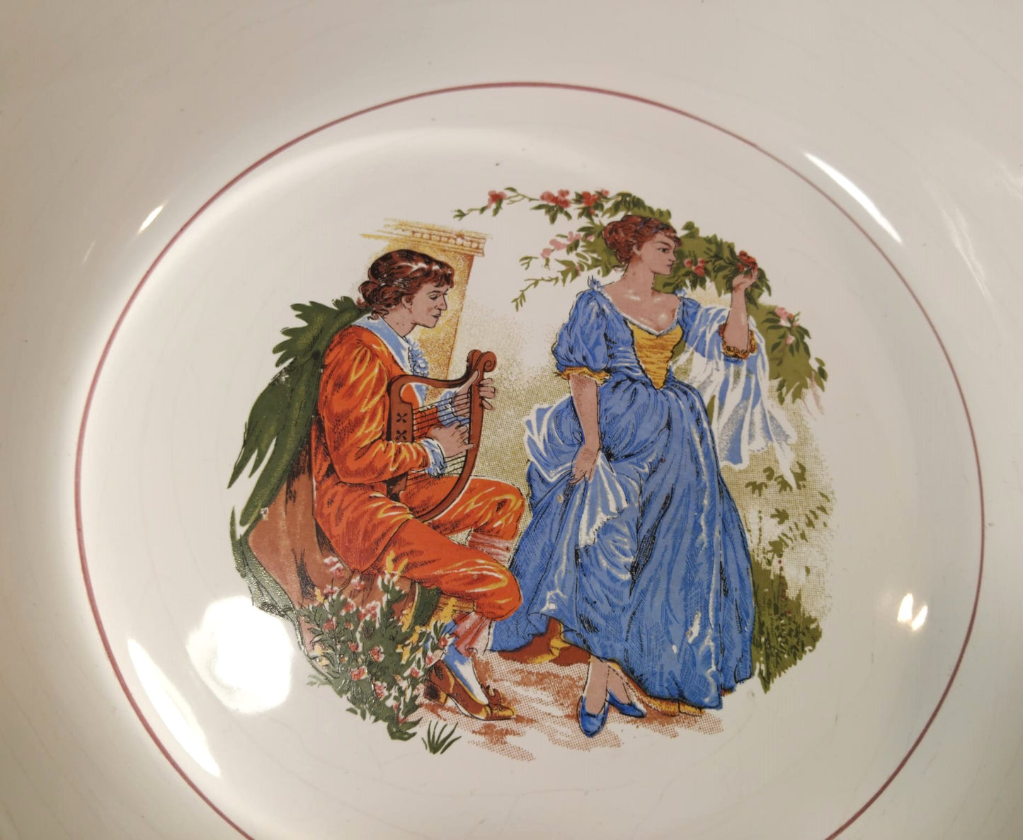 19th-Century Sacavém Porcelain Set – Large Plate and Salad Bowl