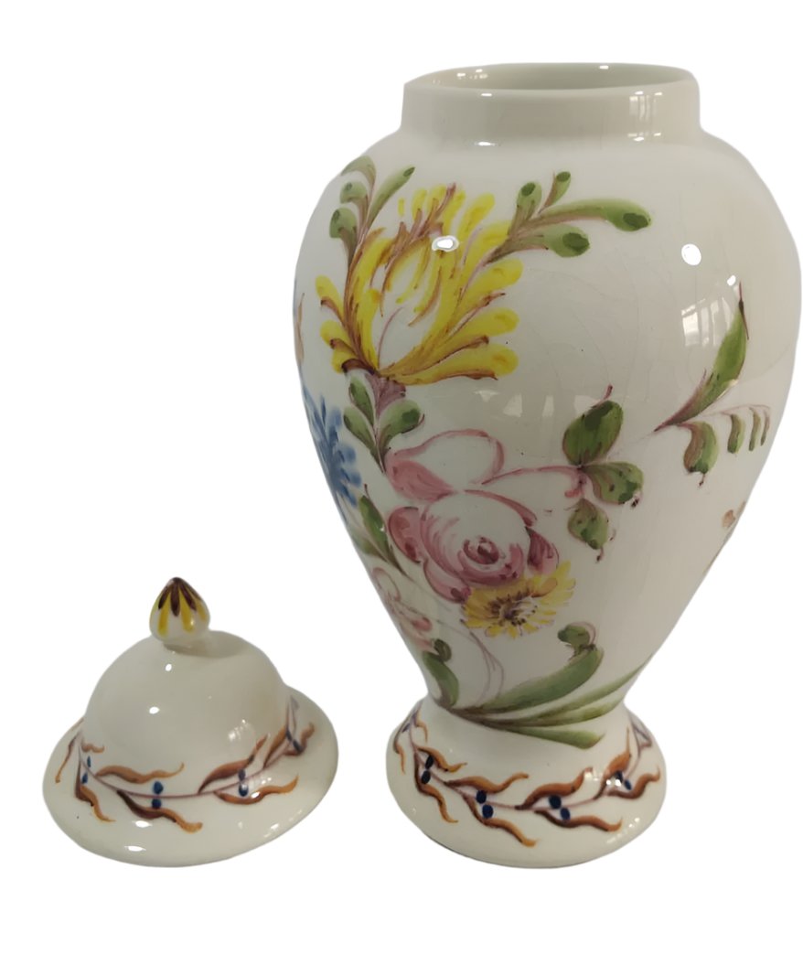 Portuguese Altar Pot by Fabrica Aveiro 19th-Century – Hand-Painted Floral Design