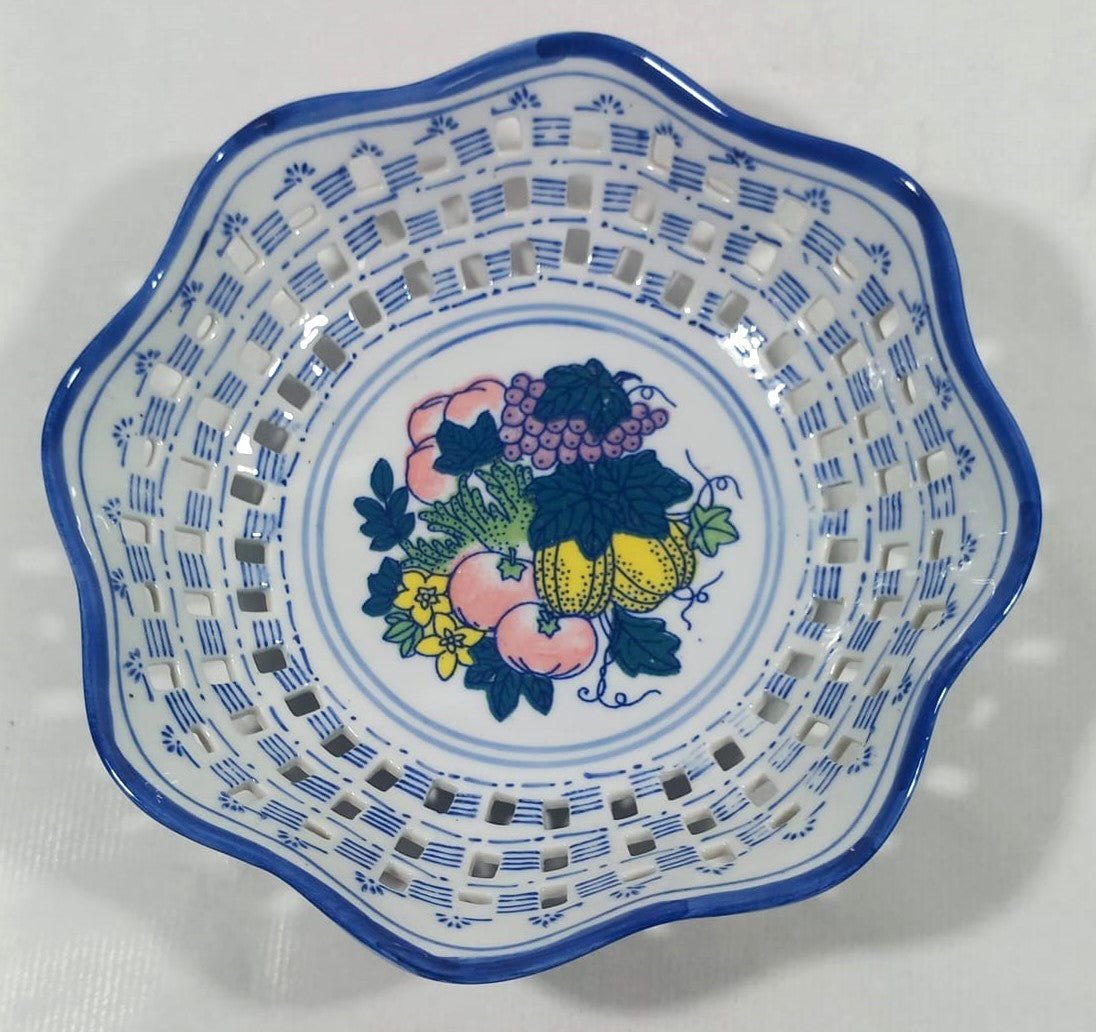 Macau Porcelain Reticulated Fruit Bowl, 1950s–1960s