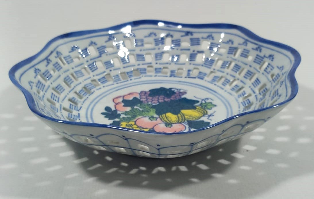 Macau Porcelain Reticulated Fruit Bowl, 1950s–1960s