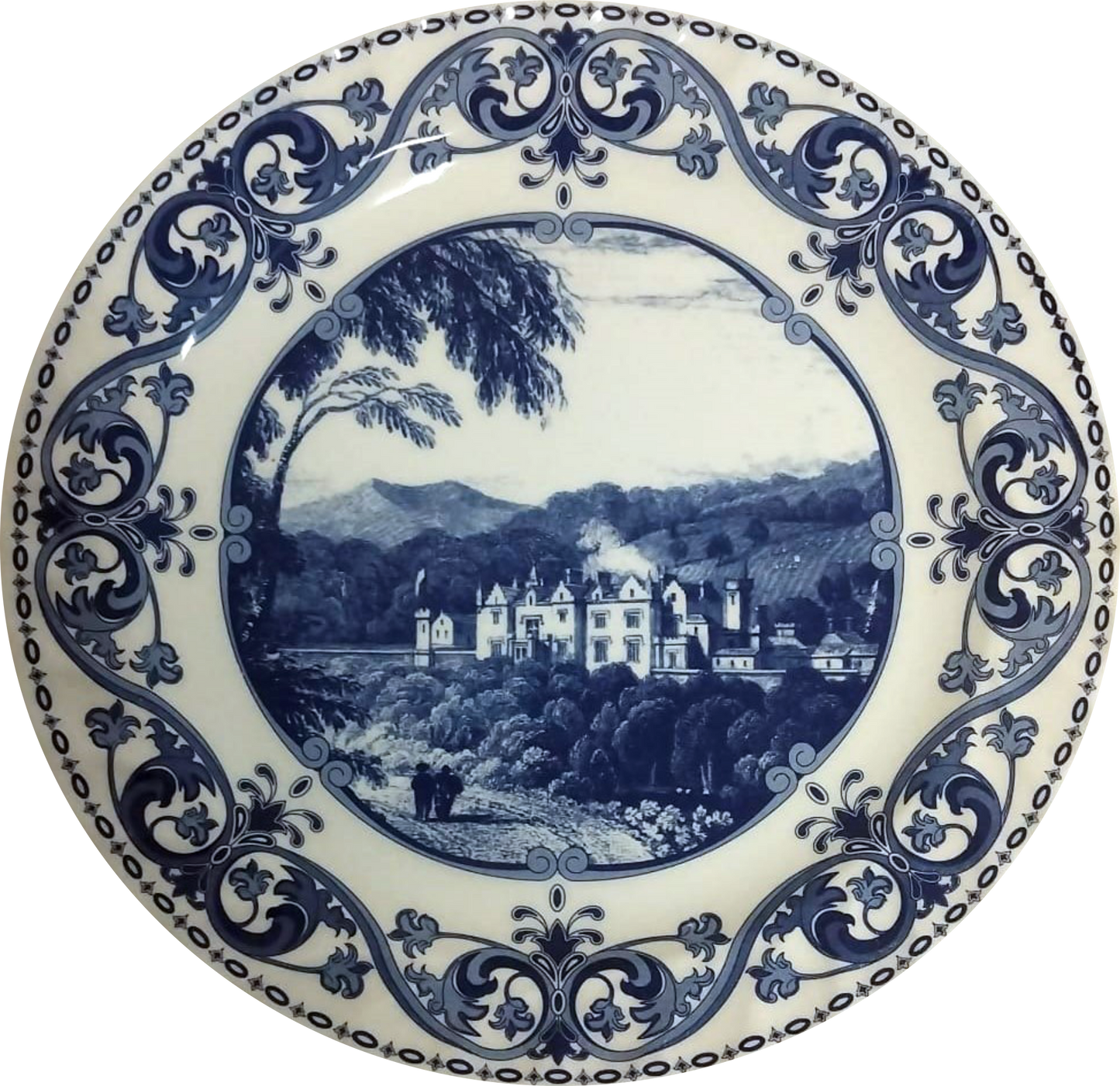 Assiette à décor de paysage italien avec bordure décorative