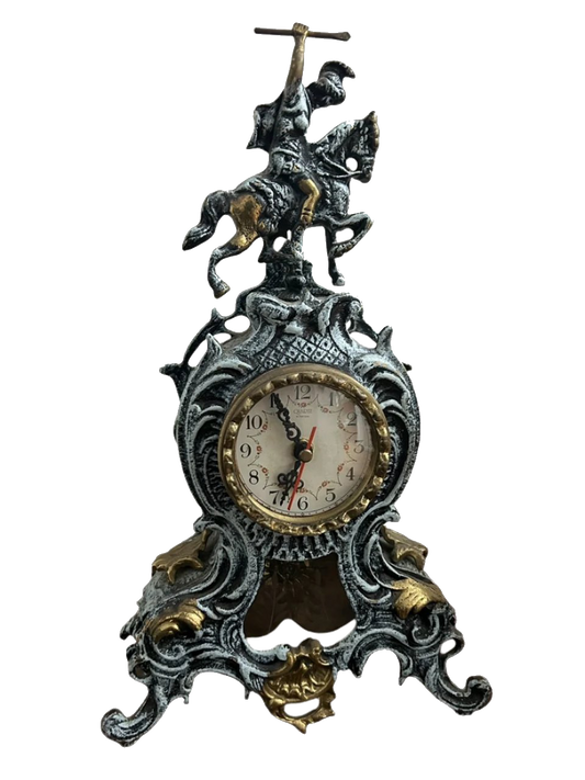 Saint George Mantel Clock with Baroque-Style Frame