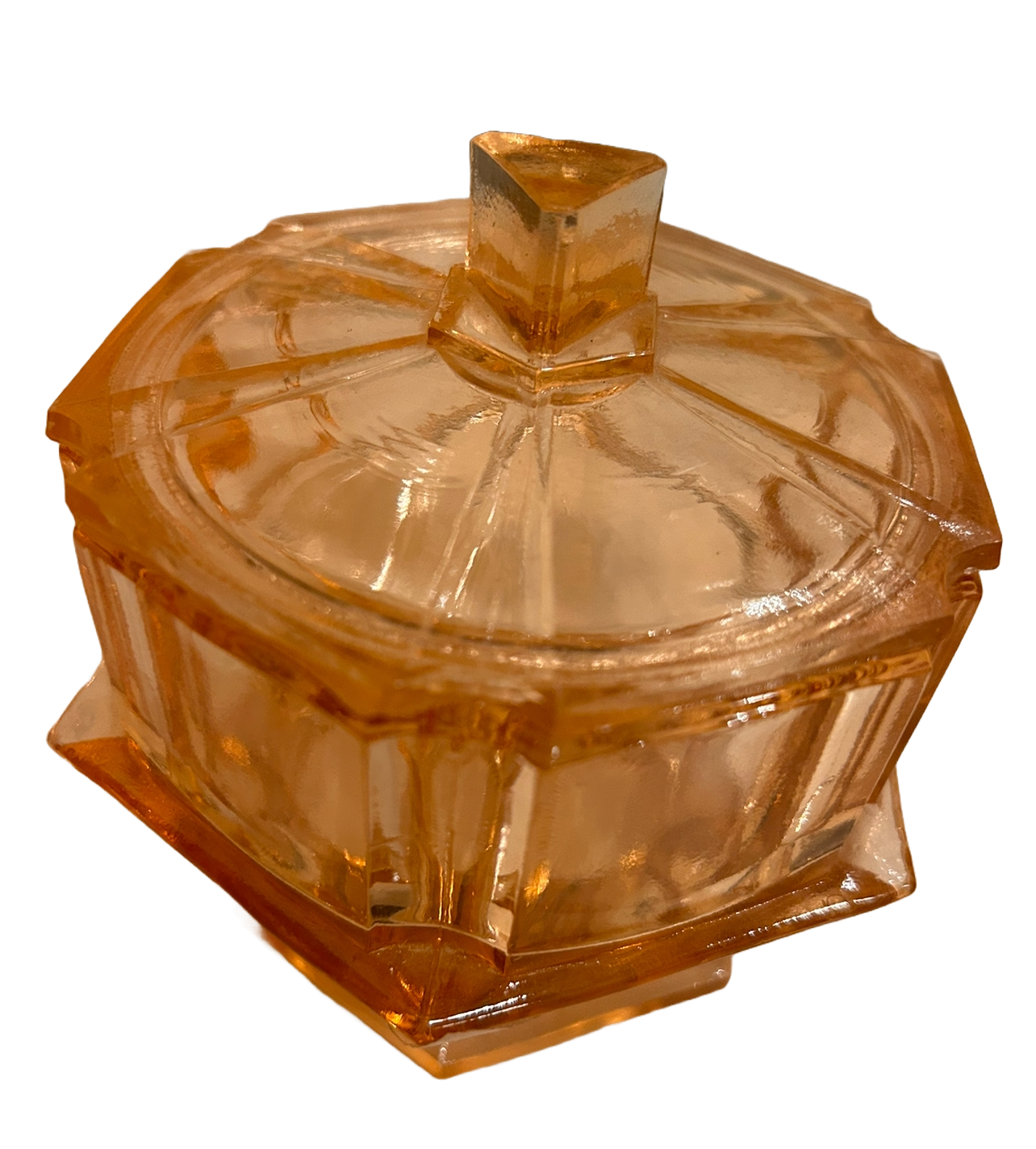 Vintage Amber Vanity Powder Jar